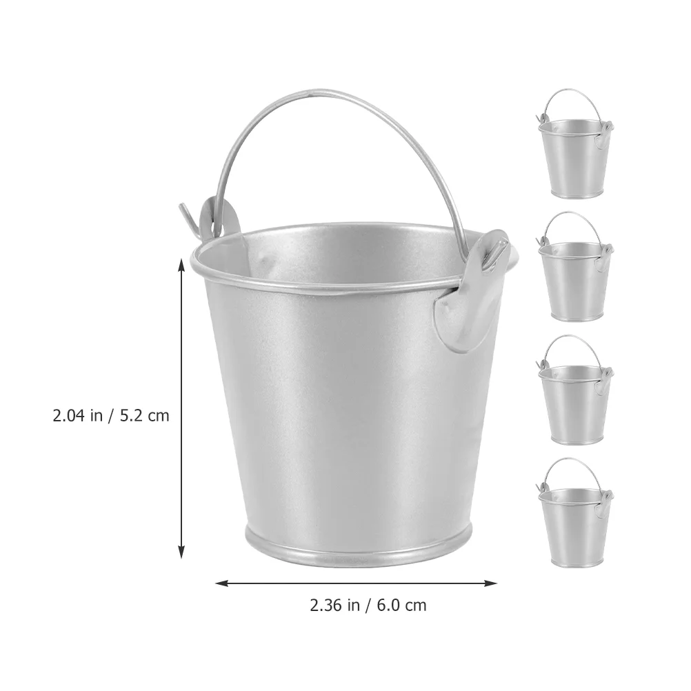 5 Pcs Mini Flower Pot Candy Bucket Ornament Decor Bonsai Small Utensils Metal Pails Front Porch Planter