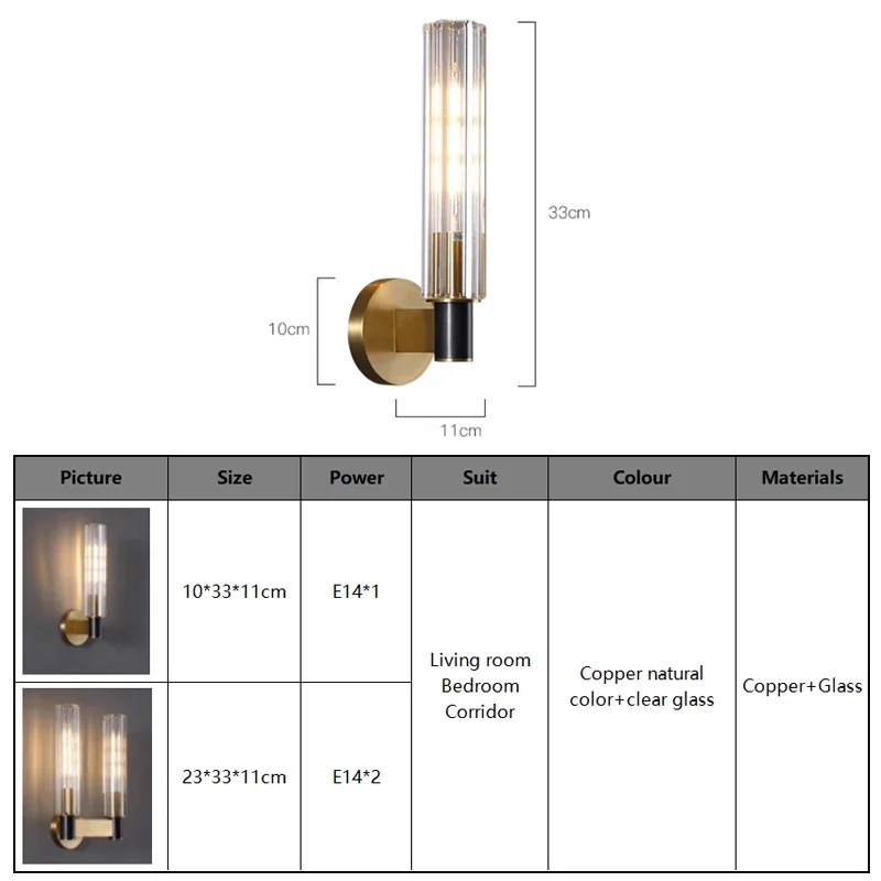 Imagem -05 - Luxo Todos Cobre Cristal Lâmpada de Parede Luz Italiano Postmodern Minimalista Abajur Sala de Fundo Lâmpada Decorativa