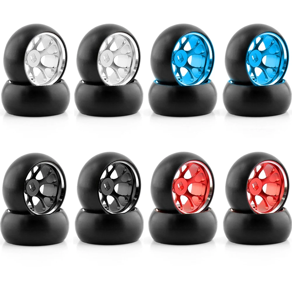 B05C-Pneus de deriva de plástico rígido Pneu Aro de roda de metal para Wltoys 284131 K969 K989 Kyosho Mini-Z 1/28 Peças de carro RC