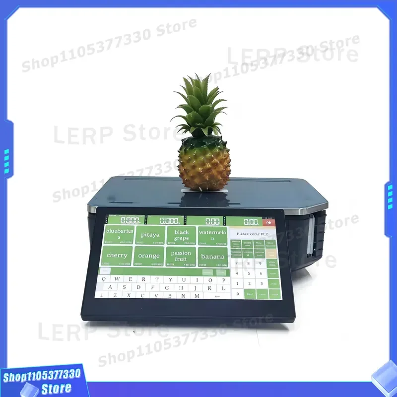 ATP170-B 15.6 Inch Smart Touch Screen Kitchen Scale Electric Digital Food Grade AI Weighing Device 10L Capacity Silver Black