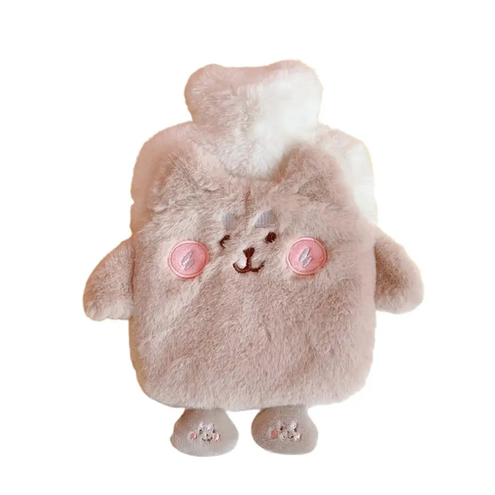 Cute Hot Water Bottle Plush Cover Hand Warmer Warm Bag PVC Pocket