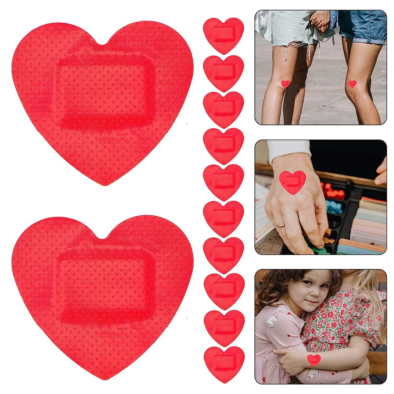 10pcs/lot Baby Red Heart Band Aid Skin Patch for Children Girls Waterproof Wound Healing Covering Plaster Breathable Bandages