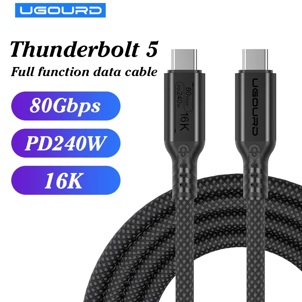 

UGOURD Thunderbolt 5 Cable Type C 80Gbps USB4 Gen4 USB C to C 240W Charge Cable 16K Compatible Thunderbolt 4/3 40Gbps for eGPU