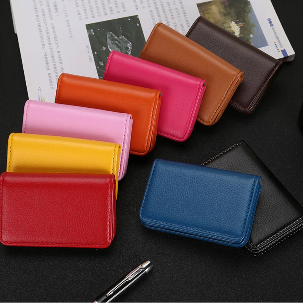 1PC PU Leather Business Card Holder For Men Large Capacity Bank Card Case With Buckle High Quality Card Container Wholesale