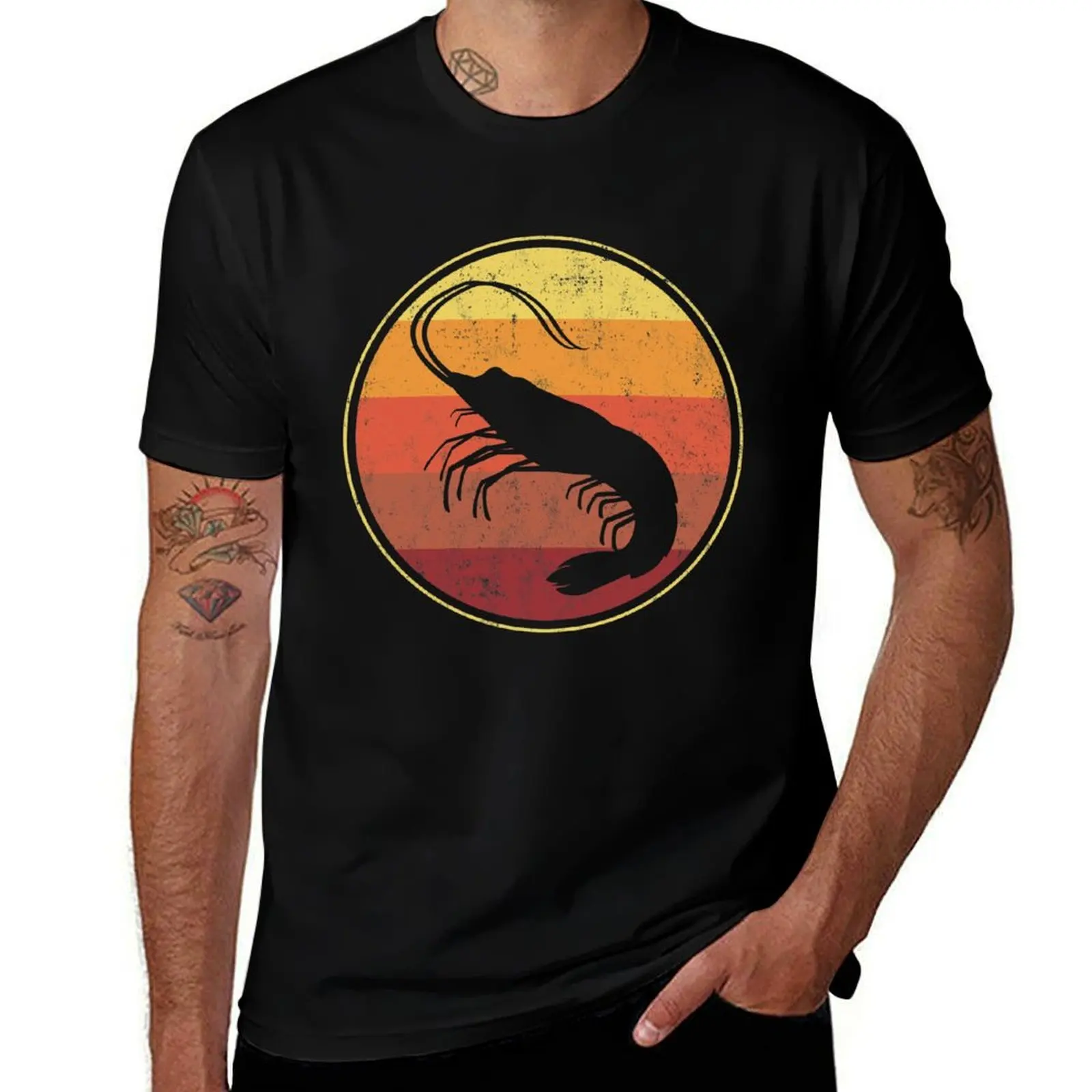 Shrimp Seafood Prawn Vintage T-Shirt Casual Trendy Short Sleeve T-Shirt