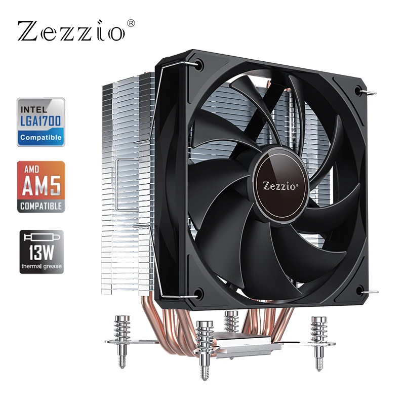 

Zezzio ZH-C400 V2 4 Heat pipe CPU Air Cooler 120mm CPU Cooling Fan Heatsink Intel LGA1700 115X 1200 20XX AMD AM5 AM4 Radiator