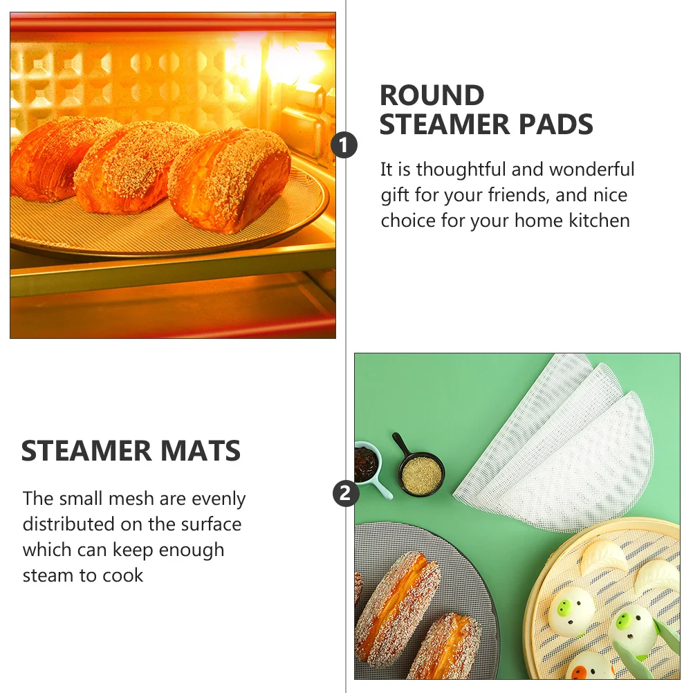 

12Pcs Round Silicone Steamer Pads Non Stick Mesh Design Reusable Kitchen Steamer Liners for Dumpling Baking Steaming Liners