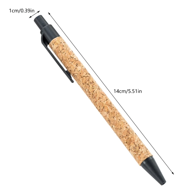 10Pcs Cork Ballpoint Pen Write Smoohtly, Office Signing Pen Retractable Ballpoint Pen with Pen Clip, for Hotel Reception