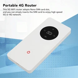 5G WiFi Mobile Hotspot Nano SIM Slot 2.77Gbps DL 1.25Gbps UL 16 Devices Capacity 5G WiFi Router with USB Cable Pin