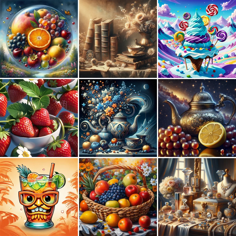

Still Life Fruit Printed Fabric Cross Stitch DIY Embroidery Set Painting Sewing Craft Needlework For Adults Promotions Wholesale
