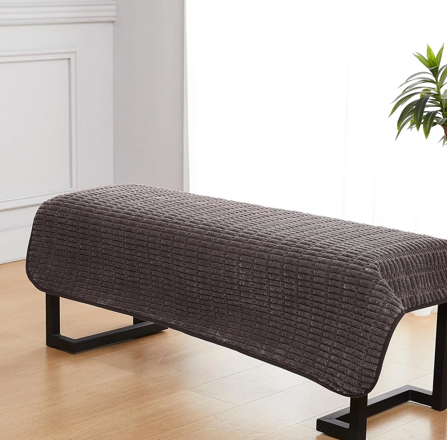 

Couch Covers Ottoman Covers, 32X52 H Anti-Slip Washable Corduroy Stool Furniture Protector (Coffee)
