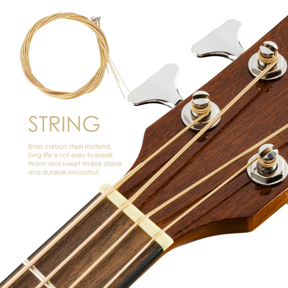 

1Set High Quality Durable Bass Strings Carbon Steel Brass Materials Smooth Installation Long Serving Time Practical Gift