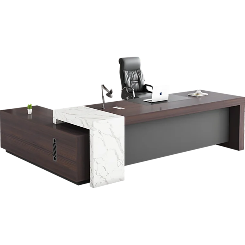 

Стильный и элегантный современный выдвижной L-образный стол из МФК, деревянный дизайн ручной работы для офиса или виллы для генерального директора/босс