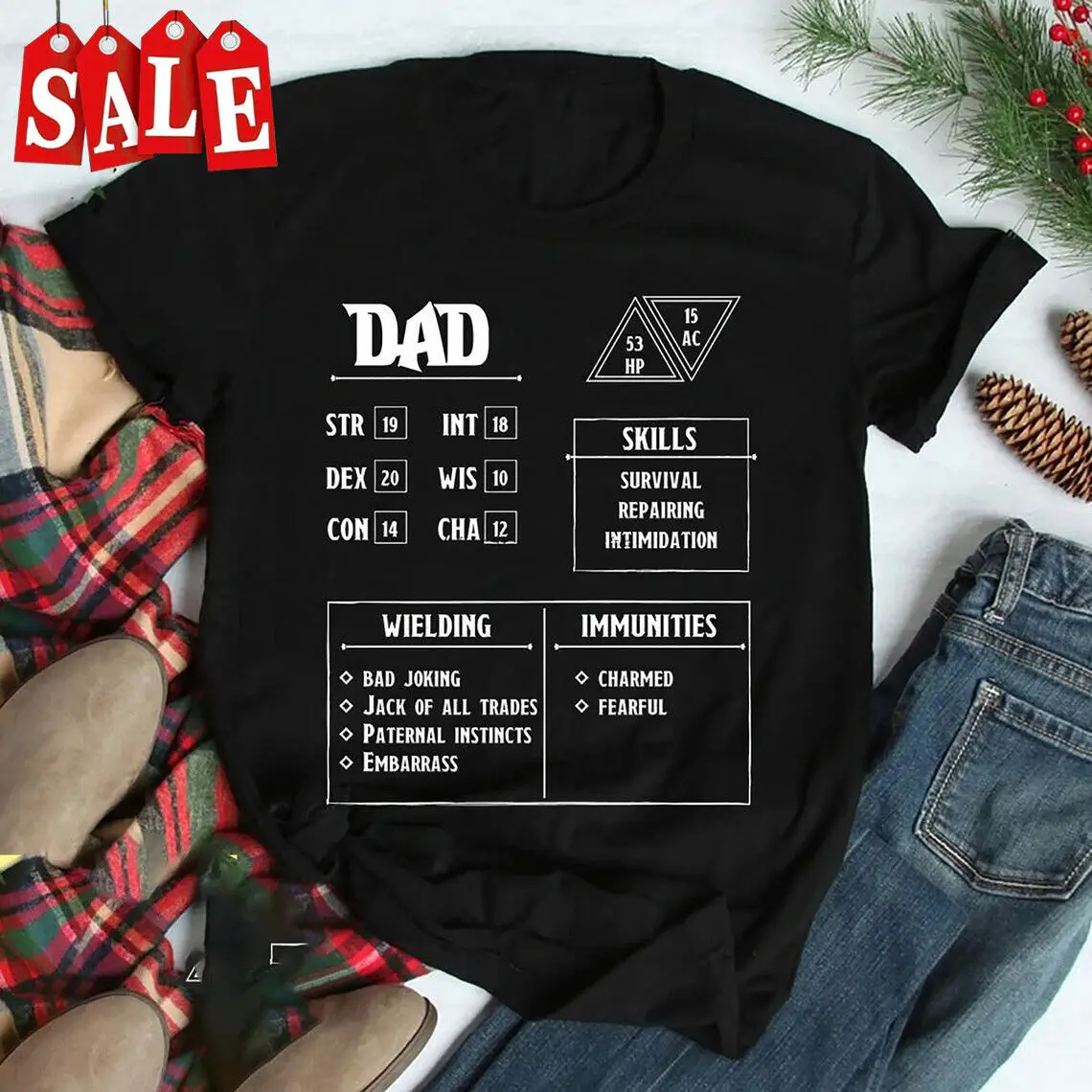 Dad Character Sheet T-Shirt, DnD Shirt, Role Playing