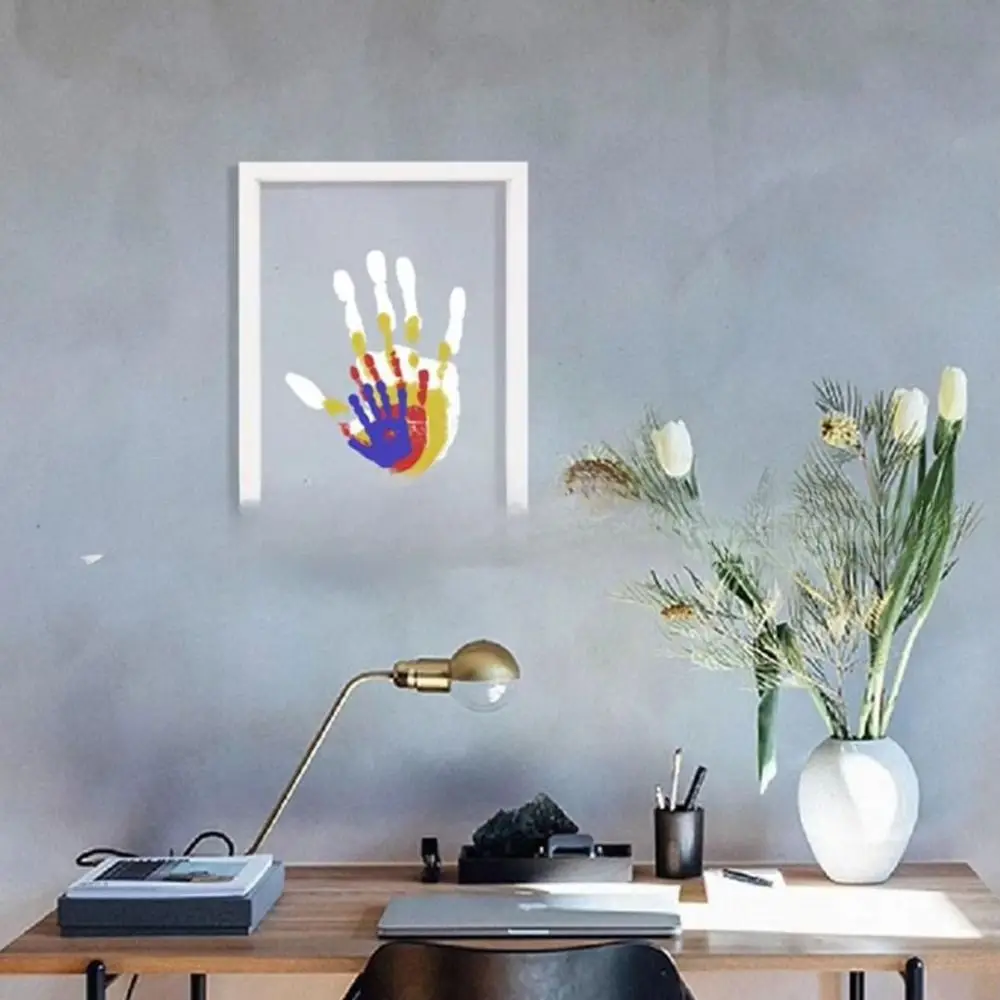 DIY Wooden Frame Handprint Photo Frame Kit DIY with 6 Paints Pen Eraser Paintbrush Family Handprint Kit Keepsake