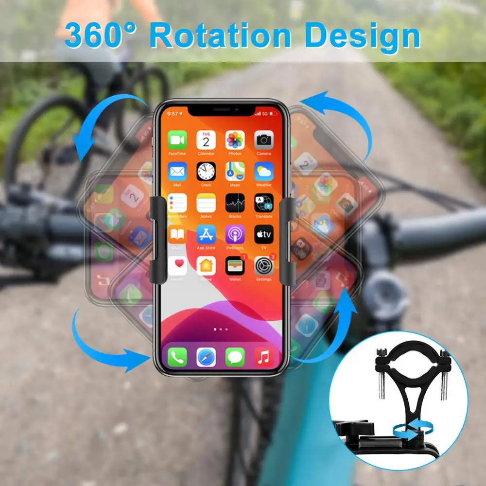 RYRA Aluminum Alloy Bicycle Phone Holder Handlebar Motorcycle Mount Anti-slip Bike Support Metal Holder For All Smartphone Stand