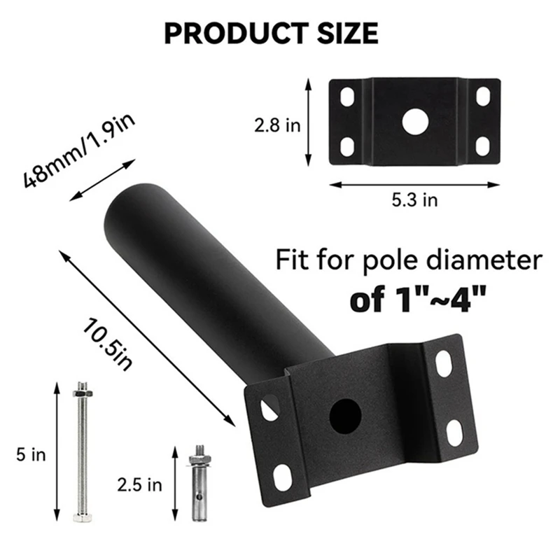 ไฟถนนพลังงานแสงอาทิตย์กลางแจ้ง1ชุด, ที่ยึดไฟฉายติดเสาไฟถนนกลางแจ้งแขนโลหะ