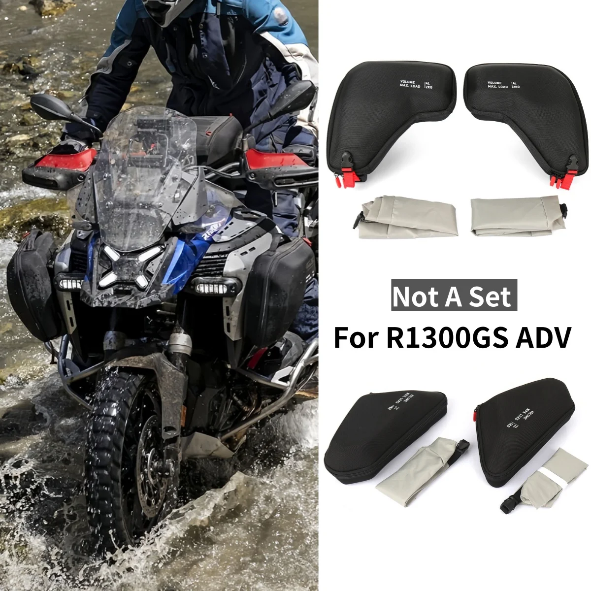 

R1300GS Adventure Сумка на раму мотоцикла, обтекатель, левый и правый, сумки на капот радиатора, водонепроницаемые для BMW R 1300 GS ADV R1300GSA 2024 2025