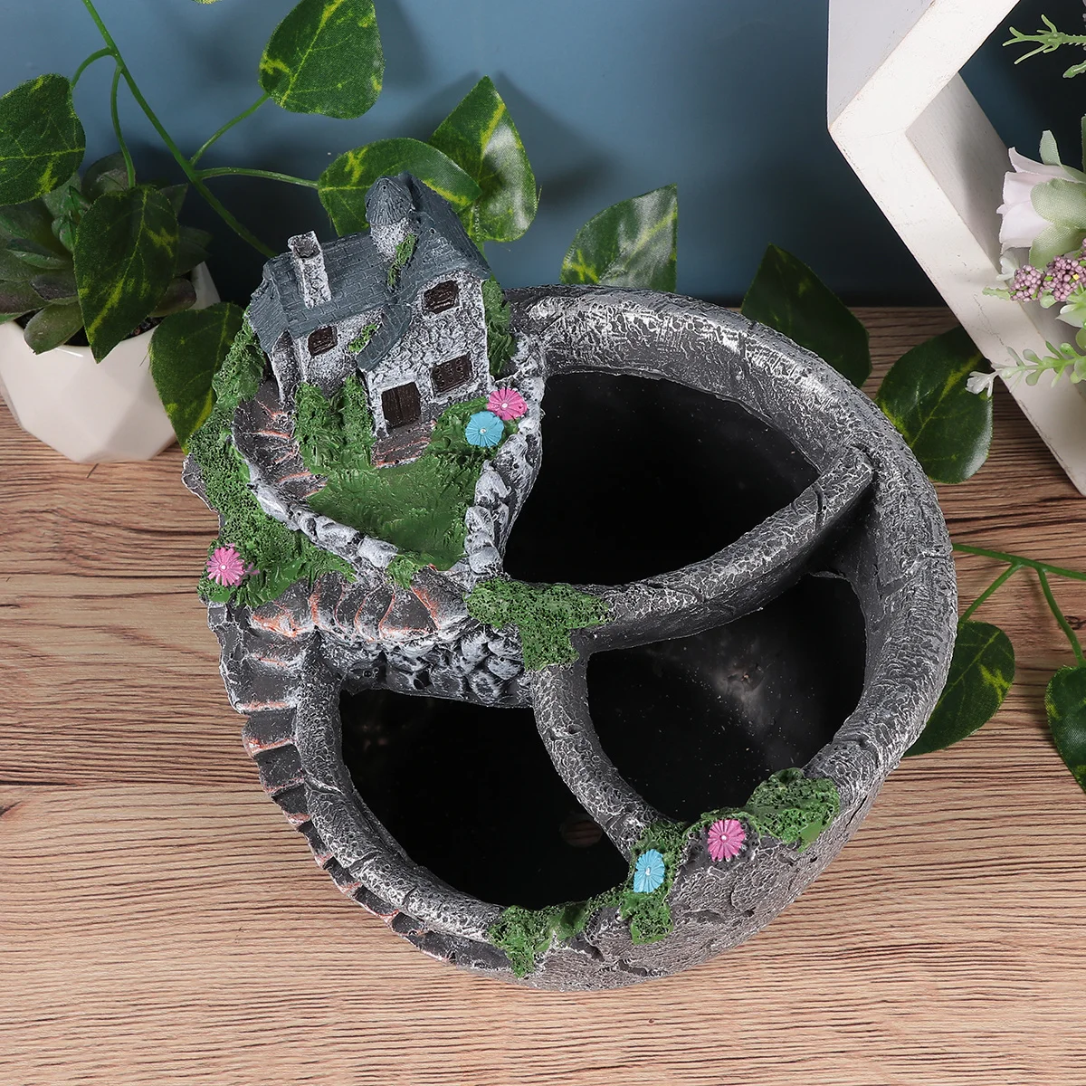 

1Pcs Multisucculent Pot Creative Resin Flowerpot Decor for Home Office Desk Plant Container Silver Desktop Ornament