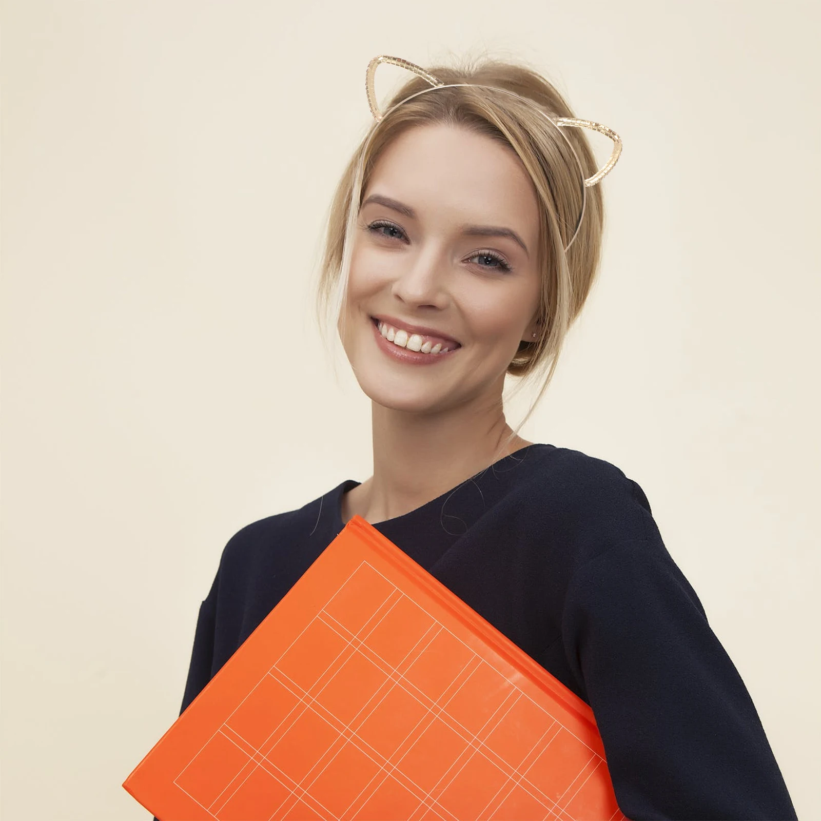 

2pcs Hairband Crystal Cat Ears Headwear Silver Lovely Hairband Gold Metal Hair Accessories Women Girls Cosplay Stage