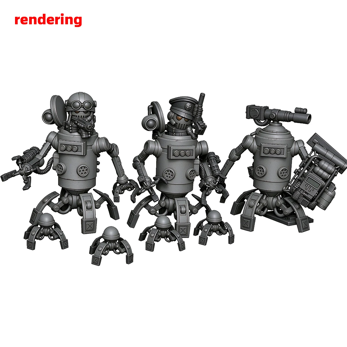 Q-Version Modellbausatz 3D-Harz Miniatur-Soldatenfiguren Diorama Unbemalte Sci-Fi-Cartoon-Pilotierte Mecha-Drohne DIY – Detail 15