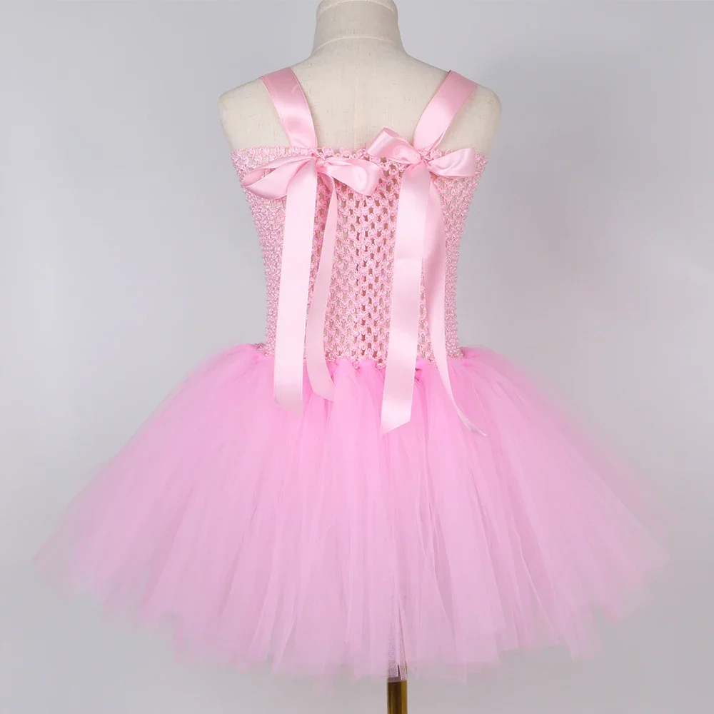 Girls Pink Easter Bunny Costume Kids Cute Animal Rabbit Tutu Dress Up Clothes Toddler Girl Halloween Birthday Party Tulle Dress