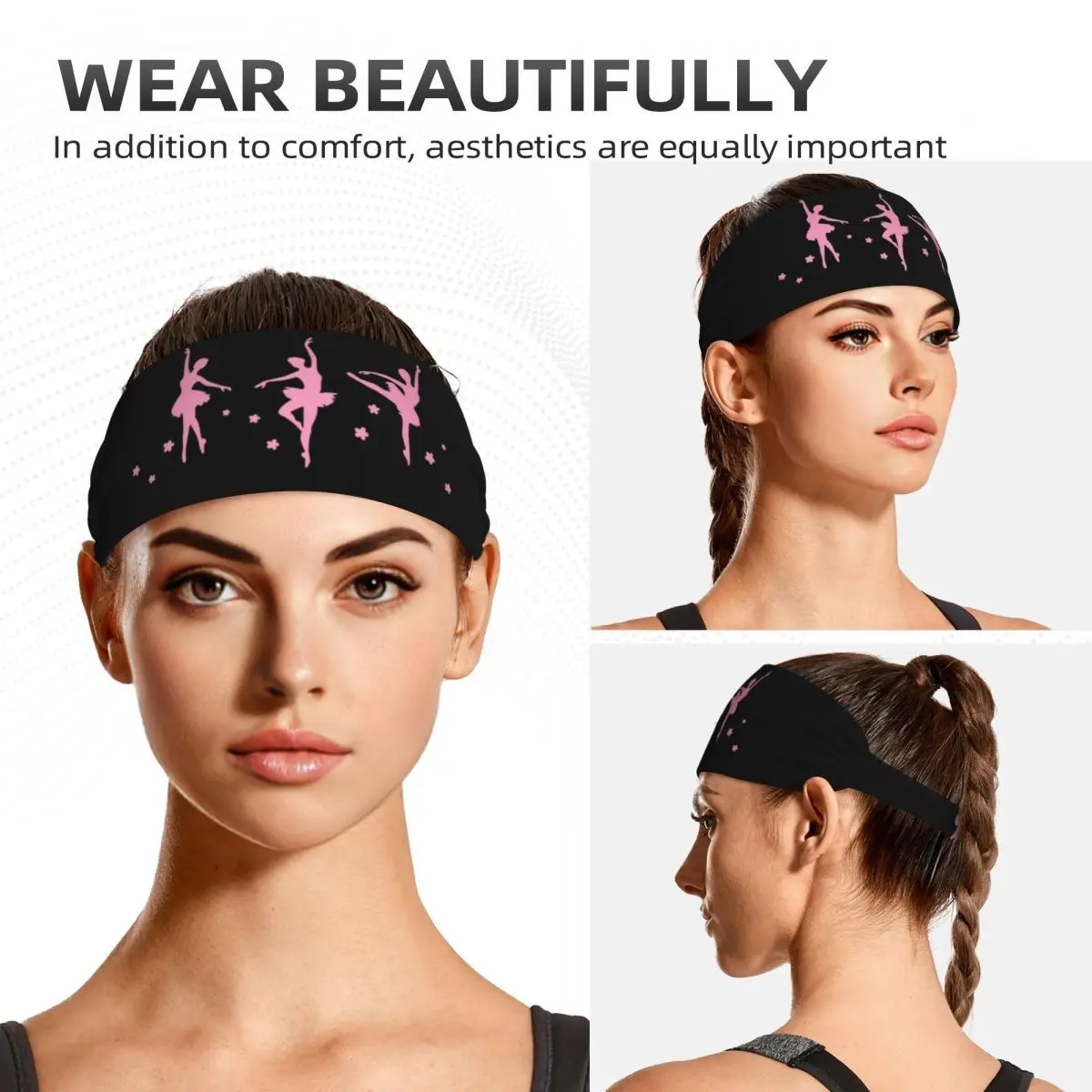 Bandanas esportivas de balé para homens e mulheres, elásticos, absorvente de umidade, fofo, bailarina, bailarino, dançarino, treino