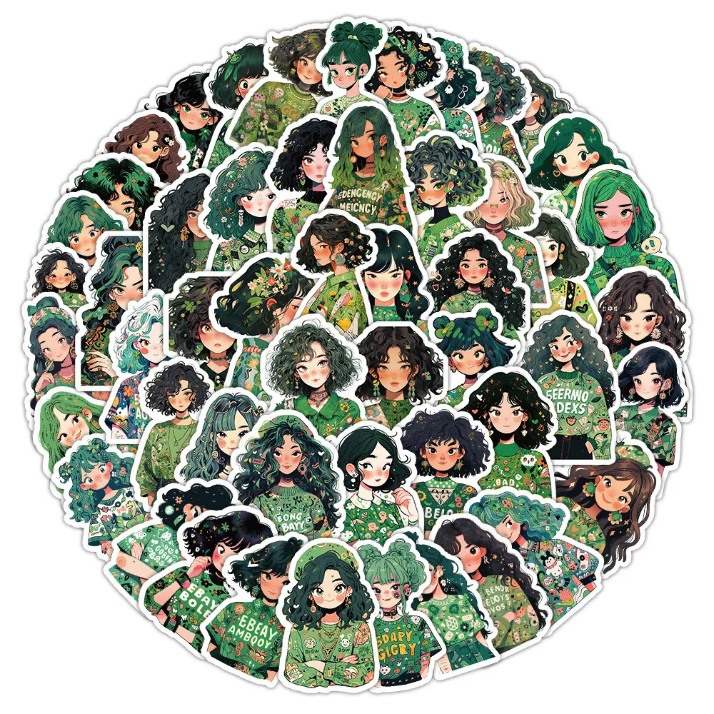 60-Piece Fresh Lush Green-Style Girl Stickers - Elegant Decorative Decals for Notebooks, Phone Backpacks Giajar Sticker Store