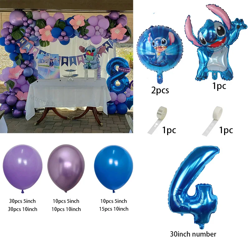 Lilo Stitch Arch Kit Garland Foil Hélio Balão, Brinquedos infláveis, Baby Shower, Decorações de aniversário, Air Globos, 1 Conjunto