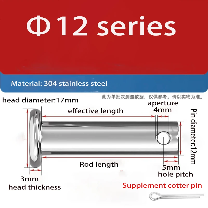 M10- M20 mit Lochstift, Schaft, Splint-Set, flacher Kopf, zylindrischer Stift, Steckerstift, Positionierungsstift, GB882, Edelstahl 304 – Detail 6