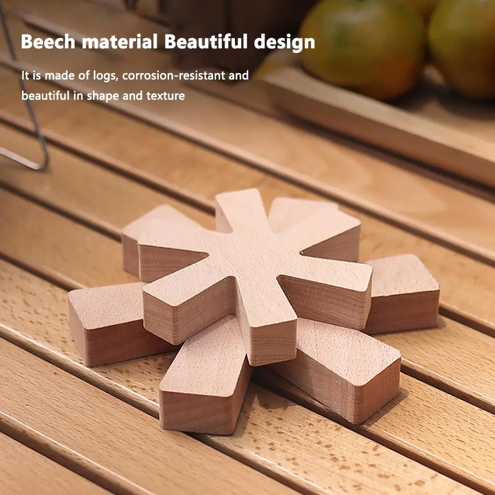 Wooden Kitchen Snowflake Insulation Placemat Coaster Outdoor Camping Dining Table Plate Bowl Pot Mat