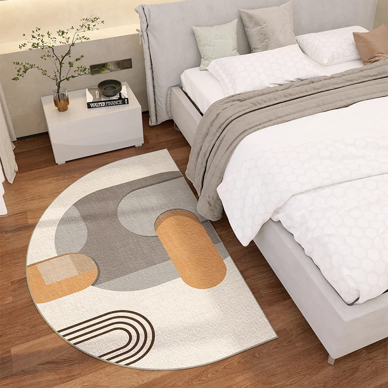 VIKAMA Simple Lines Halbrunder Teppich, langlebig und leicht zu reinigen, für Zuhause, Schlafzimmer, Nachttisch, Eingang, Fußmatte, Heimdekoration