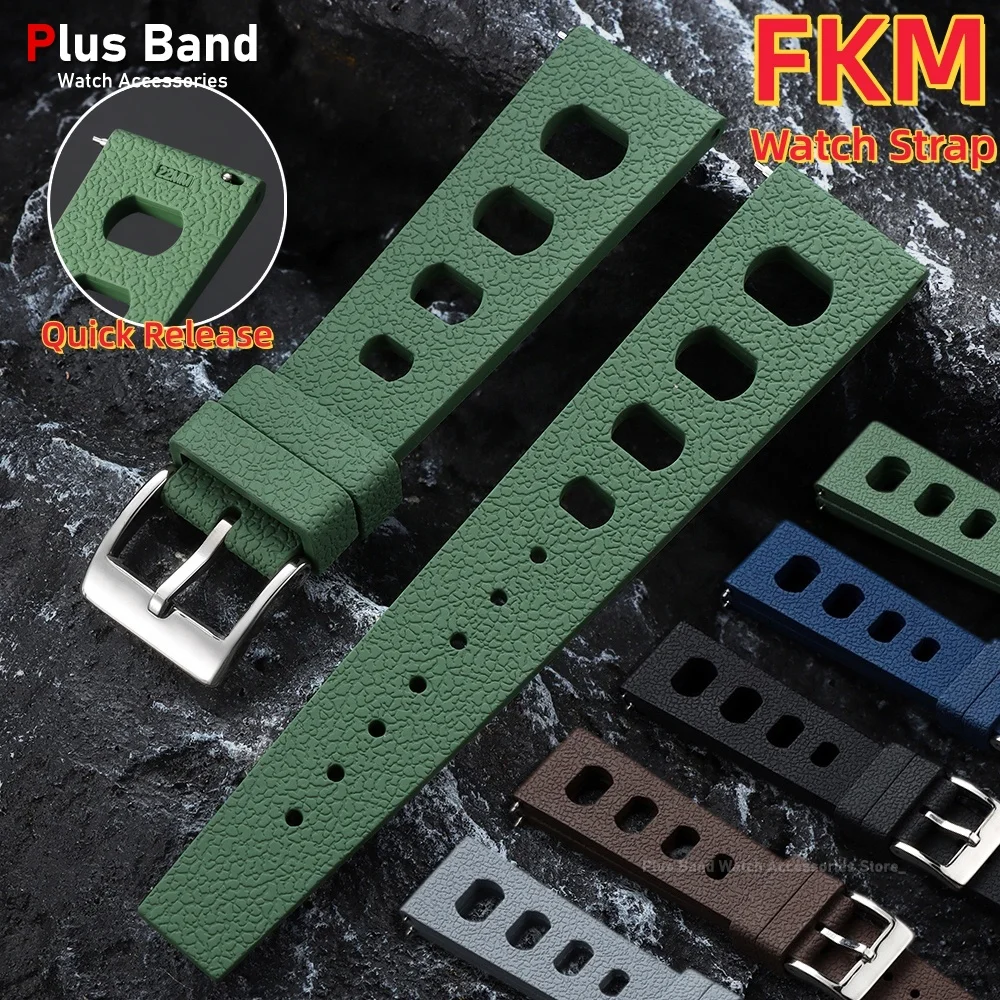 Fkm Rubber Dive Watch Strap 20Mm - Neues Design, Fluorkautschuk-FKM-Uhrenarmband, 20 mm, 22