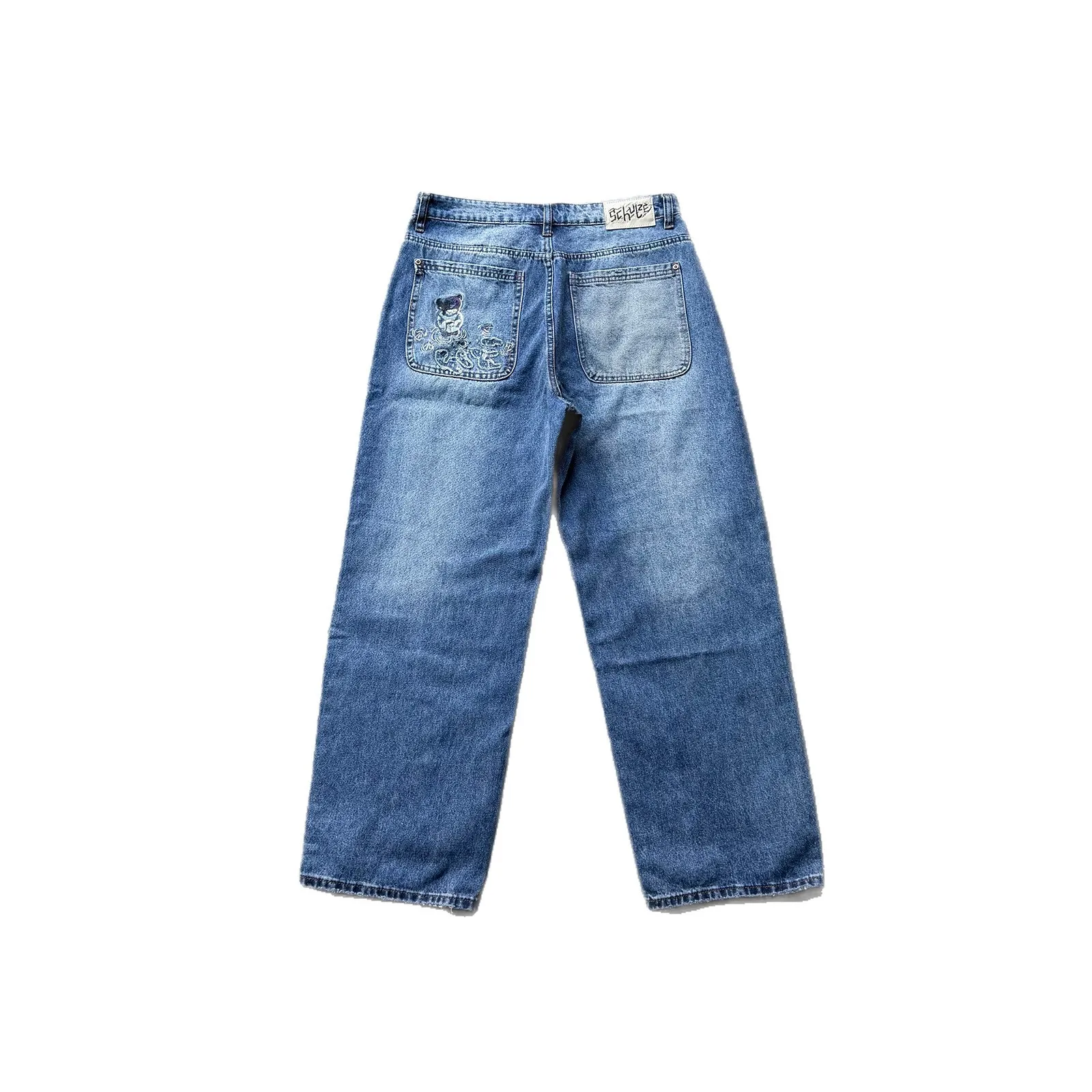 Derschutze 2026 New Fashion Street Heavy-Duty Embroidered Straight-Leg Jeans Men's Trendy Pants