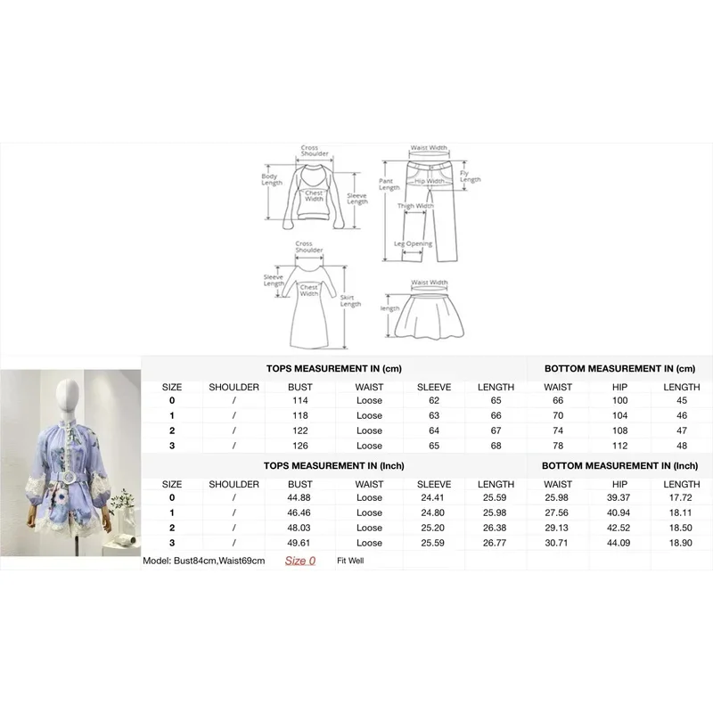 

New Spring Summer Women Outfit 2025 Blue Floral Print Long Sleeve Lace Trim Ramie Blouse and Linen Shorts Sets