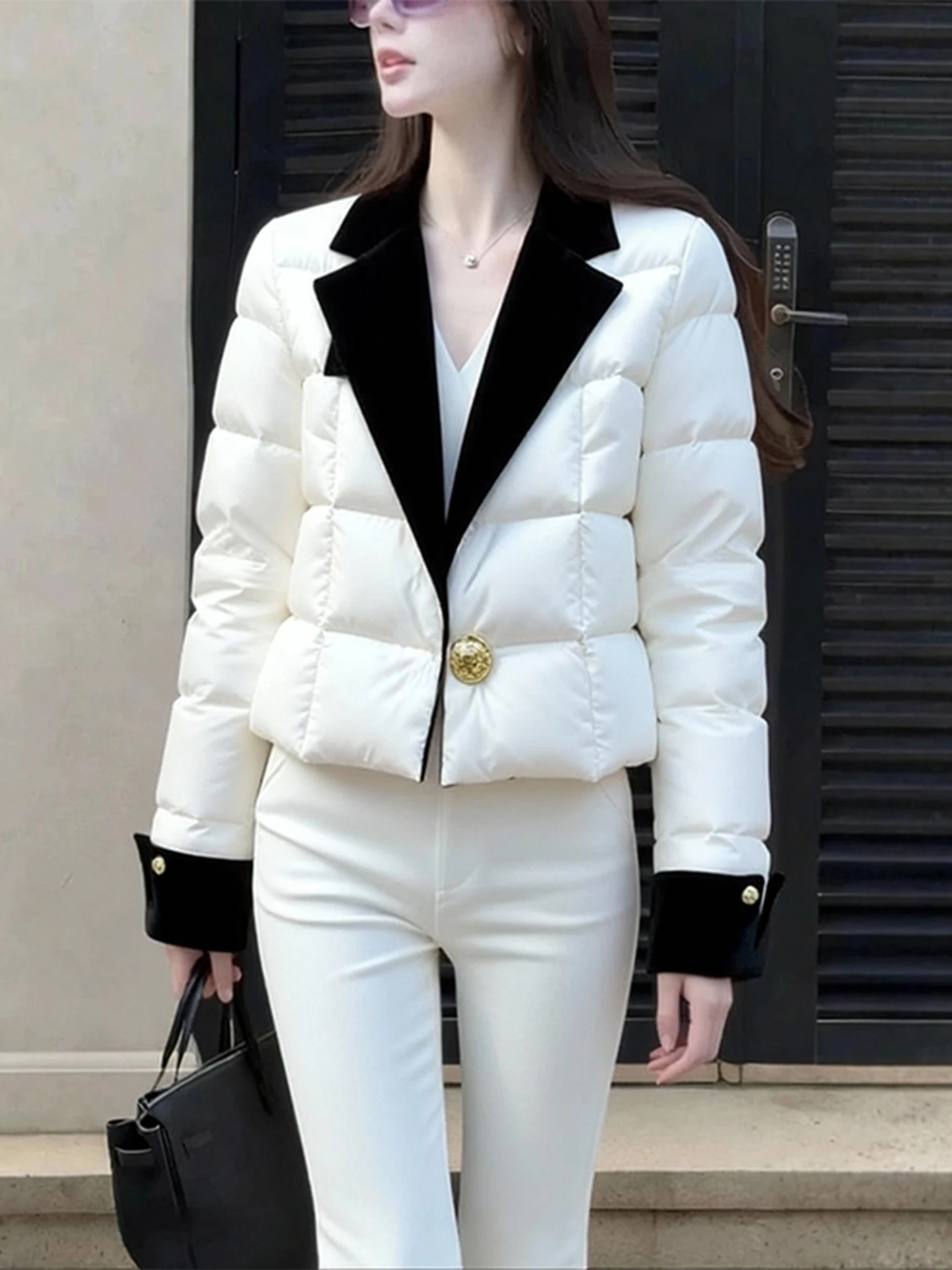 Coreano Sle Color Blo Collar ort down Jaet Donna Faionable Versatile Capispalla caldo Sli 2025 Trendy Ci Casual