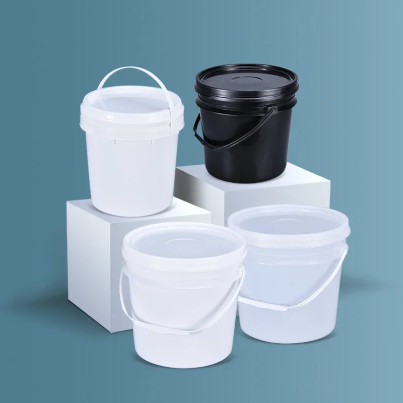 High quality plastic bucket with Lid and handle Food Grade Polypropylene Material Packaging container Food Liquid Pail 2Pcs