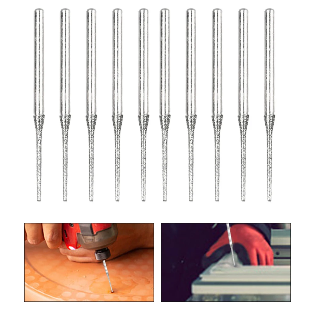 10PCS Diamond Drill Bits 0 8mm with 2 35mm Shank for Glass Jade Amber Stone Tiles Compatible with Rotary Tools
