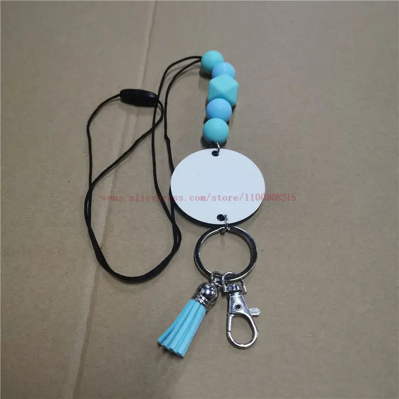 sublimation blank Silicone  bead Lanyard with mdf  hot transfer blank material 10pcs/lot