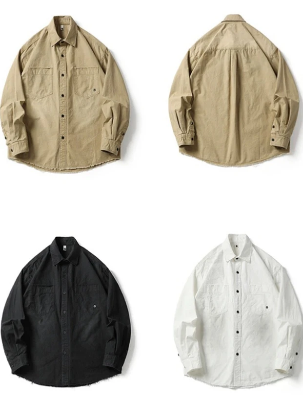

Vintage Japanese Sle Men's Casual irt Pure Cotton Loose Fit Long Sve Breathable Comfortable Workwear Trendy Brand