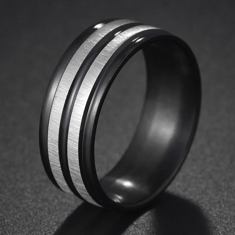 High Quality Fashion Charm Jewelry Stainless Steel Black Rings For Men Anniversary Party Gift