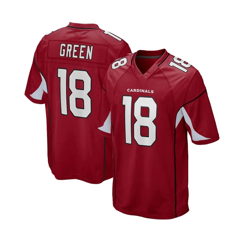 2024 Men Jersey Tshirt #18 A.J. Green Arizona Cardinals Rugby Clothes Summer V-neck Training Uniform Jersey Rugby For Adult&Kid