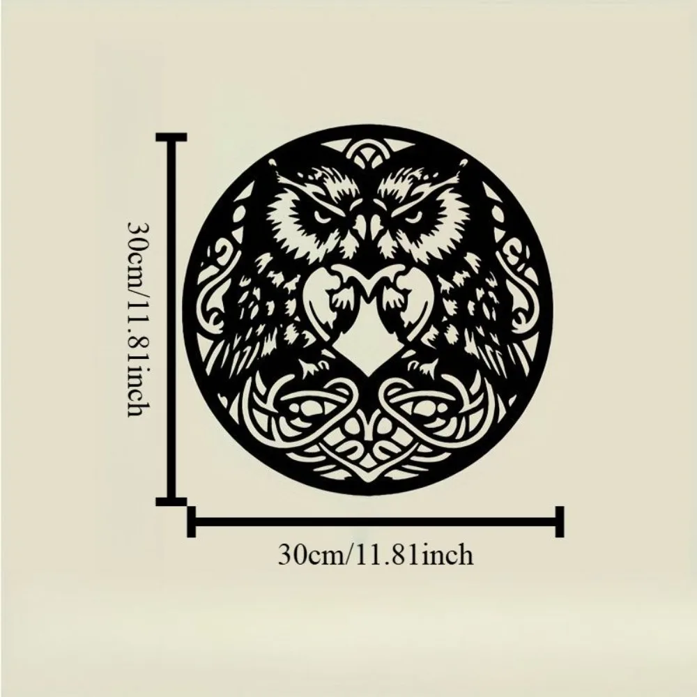 CIFBUY Celtic Owl Wrought Iron Wall Art, Black Metal Hanging Ornament Decor for Bar and Living Room