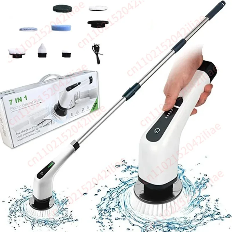 

Беспроводная электрическая чистящая щетка 7-в-1 с длинной выдвижной ручкой и функцией электрической швабры