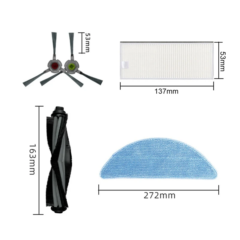 Replacement Spaere Parts Side Brushes Fit For Yeedi K650 Robotic Vacuum Accessories (7 Pcs)