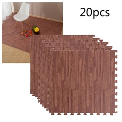 20Pcs DIY EVA Foam Floor Mat Interlocking Puzzle Tile Wood Grain Kids Toys Playmat for Yoga Gym Exercise Playground Protection