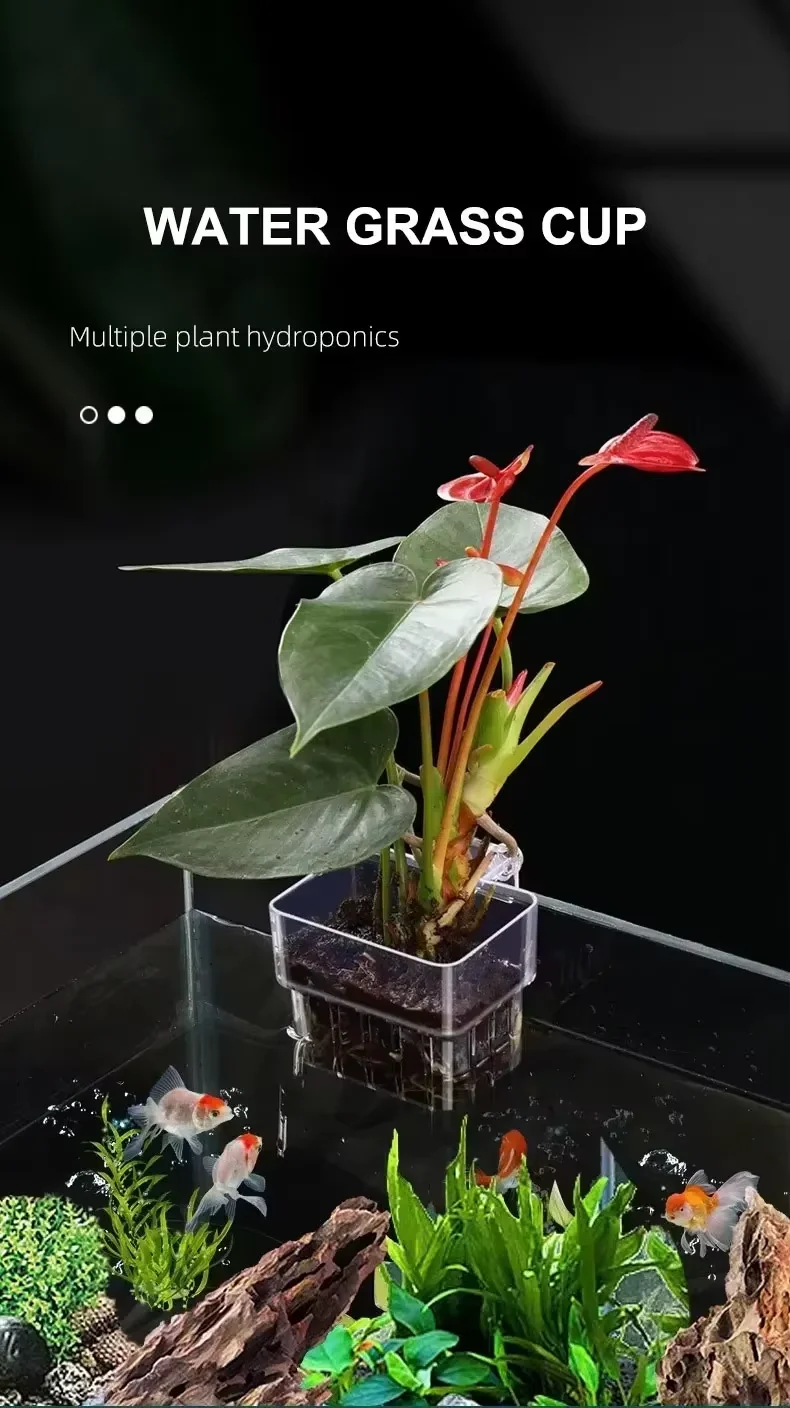 Hydroponic Planting Basket for Fish Tank Aquarium Water Grass Cup Multiple Plant Landscape Bubbles Fish Bubbles Eco-Friendly Aqu