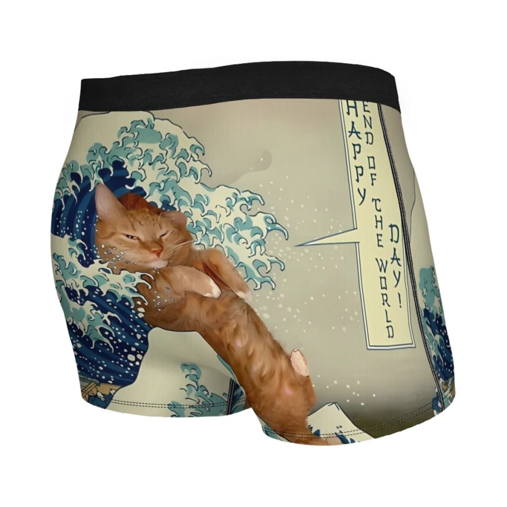 Cat Meme Funny Katsushika Hokusai Underpants Homme Panties Male Underwear VentilateShorts Boxer Briefs