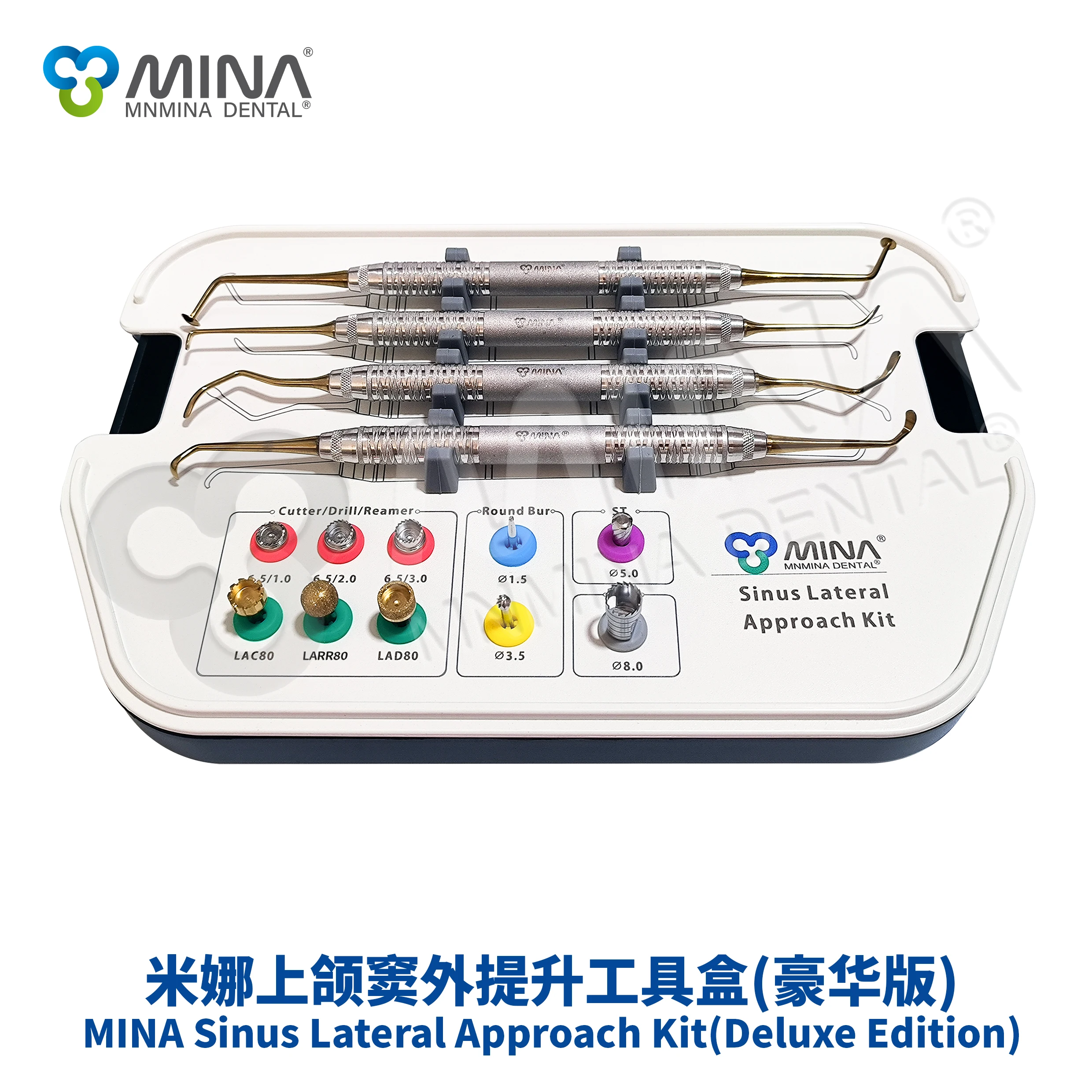 Professional MINA Sinus Lateral Approach Surgical Kit (Deluxe Edition) Stainless Steel Silicon Dental Instruments