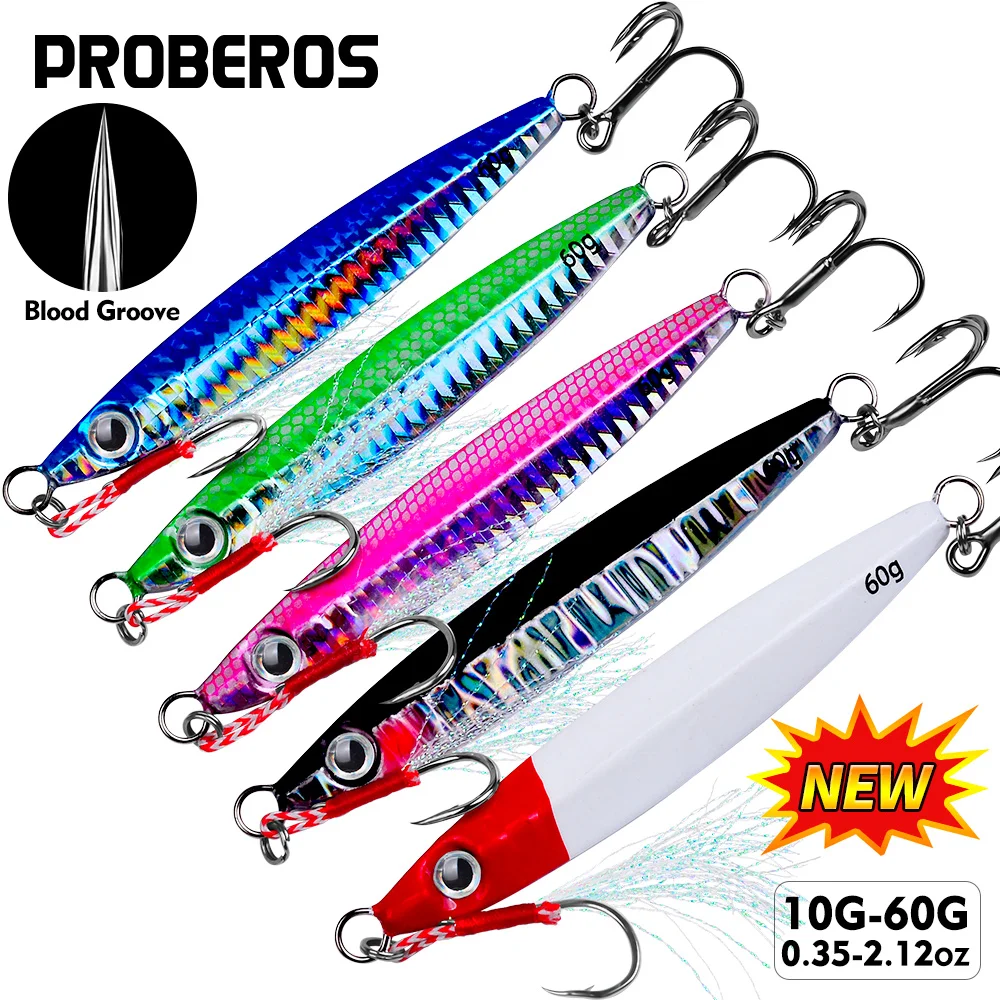 เหยื่อจิ๊กโลหะจมเร็ว จิ๊กโลหะจมช้า สำหรับตกปลาชายฝั่ง ตกปลาทะเล ตกปลาดำน้ำ เหยื่อแข็ง น้ำหนัก 10 กรัม-60 กรัม